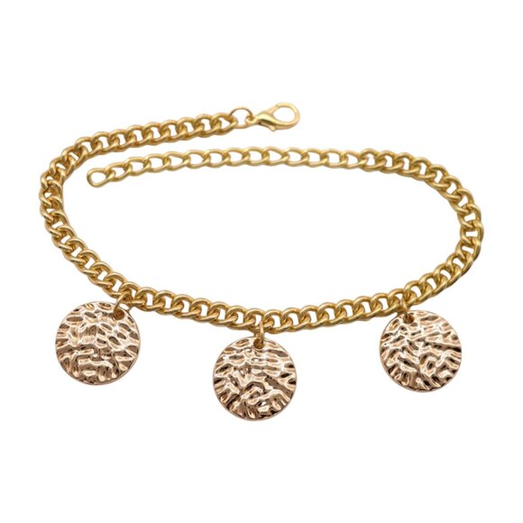 NEW Women Gold Metal Western Boot Chain Bracelet Anklet Shoe 3 Circles Charm SET - Picture 12 of 17